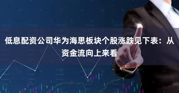 低息配资公司华为海思板块个股涨跌见下表：从资金流向上来看